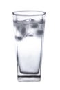 Glass with clear water and ice cubes.