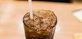 glass with coca cola and ice close-up. Royalty Free Stock Photo