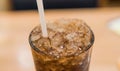 glass with coca cola and ice close-up. Royalty Free Stock Photo