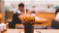 glass with coca cola and ice close-up. Royalty Free Stock Photo