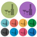 Glass and cocktail glasses solid color darker flat icons