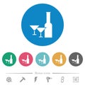 Glass and cocktail glasses solid flat round icons