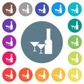 Glass and cocktail glasses solid flat white icons on round color backgrounds Royalty Free Stock Photo