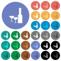 Glass and cocktail glasses solid round flat multi colored icons