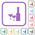 Glass and cocktail glasses solid simple icons