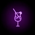 glass of cocktail icon. Elements of Alcohol drink in neon style icons. Simple icon for websites, web design, mobile app, info Royalty Free Stock Photo