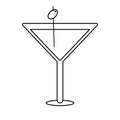 Glass cocktail martini with olive outline