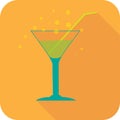 Glass cocktails flat design stylized party drink icon Royalty Free Stock Photo