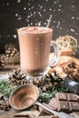 Glass cocoa mug or coffee with milk froth Royalty Free Stock Photo