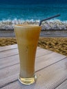 Glass with cold greek coffee - nescafe Royalty Free Stock Photo