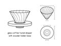 Glass Coffee Funnel Dripper With Wood Base Pour Over Coffee Brewing Filter Cup with Wooden Holder diagram for setup manual outline