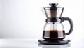 Glass Coffee Percolator with Dark Brewed Coffee on White Surface Royalty Free Stock Photo