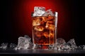 Glass of cola drink with ice cudes on black background Royalty Free Stock Photo