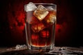 Glass of cola drink with ice cudes on black background Royalty Free Stock Photo