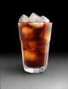 Glass of cola with ice on black background Royalty Free Stock Photo