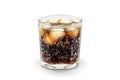 Glass of cola with ice cube isolated on white background with clipping path Royalty Free Stock Photo