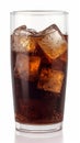 A glass of cola with ice cubes and isolated white background Royalty Free Stock Photo