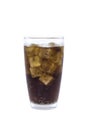 Glass of cola with ice on isolate background