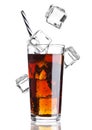 Glass of cola soda drink cold with ice cubes Royalty Free Stock Photo