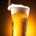 Glass of cold beer with foam, pint of original premium beer drink, alcohol flavour and holiday celebration