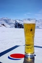 Pint of cold beer with Alps mountain Royalty Free Stock Photo