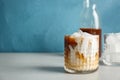 Glass with cold brew coffee and milk Royalty Free Stock Photo