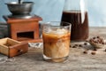 Glass with cold brew coffee and milk Royalty Free Stock Photo