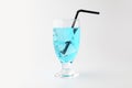 Glass of cold cider blue soda drink isolated on white background Royalty Free Stock Photo