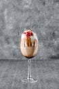 Glass of cold coffee drink with whipped cream and cherry Royalty Free Stock Photo