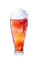 A glass of cold fresh beer with a thick foam. Watercolor illustration isolated on white background Royalty Free Stock Photo