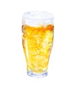 A glass of cold fresh beer with a thick foam. Watercolor illustration isolated on white background Royalty Free Stock Photo