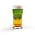 Glass of cold green beer on white background. Saint Patrick's Day