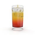 Glass Of Cold ice lemon tea Drink on white. 3D illustration Royalty Free Stock Photo