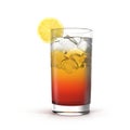 Glass Of Cold ice lemon tea Drink on white. 3D illustration Royalty Free Stock Photo