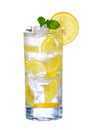 Glass Of Cold lemon Drink with ice isolated on white Royalty Free Stock Photo
