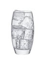 Glass of cold sparkling water with ice cubes Royalty Free Stock Photo