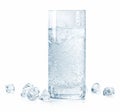 Glass of cold sparkling water and ice Royalty Free Stock Photo