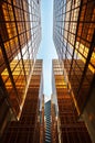 Glass commercial skyscrapers in perspective, Hong Kong Royalty Free Stock Photo