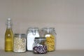 Glass containers with food for zero waste household