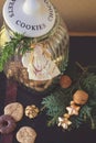 Cookie jar and angel ornament Royalty Free Stock Photo