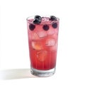 A glass of cool berry lemonade, isolated on a white background, Royalty Free Stock Photo