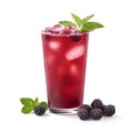 A glass of cool berry lemonade, isolated on a white background, Royalty Free Stock Photo