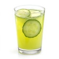 A glass of cool cucumber lemonade, isolated on a white background, Royalty Free Stock Photo