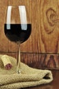 Glass and cork of fine italian red wine Royalty Free Stock Photo