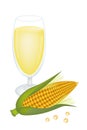 Glass of Corn Juice and Fresh Sweet Corn