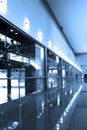 Glass corridor in office centre Royalty Free Stock Photo