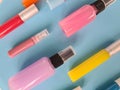 Glass cosmetic bottles with pipette on white background