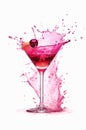 Glass of cosmopolitan cocktail on white background. Royalty Free Stock Photo