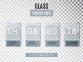 Glass Counter Timer isolated on transparent background. Template of the beginning end date of discounts and promotions. Clock coun