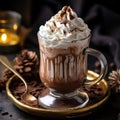 A glass of creamy hot chocolate, topped with a swirl of whipped cream Royalty Free Stock Photo